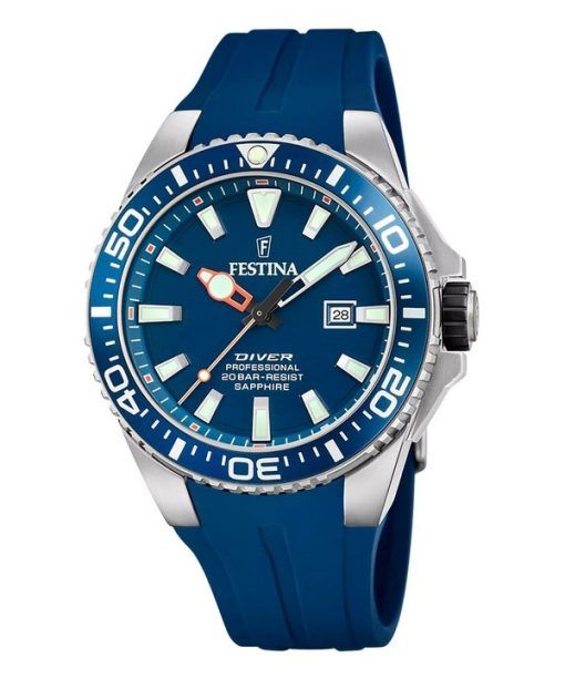 Festina The Originals Rubber Strap Blue Dial Quartz Diver's F20664-1 200M Men's Watch