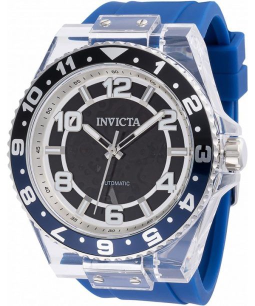 Invicta Speedway Blue Silicone Strap Black Skeleton Dial Batman Bezel Automatic 44382 100M Men's Watch