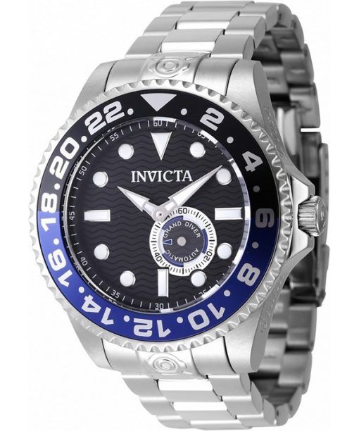 Invicta Pro Diver Stainless Steel Black And Blue Bezel With Black Dial Automatic Diver's 47295 300M Men's Watch