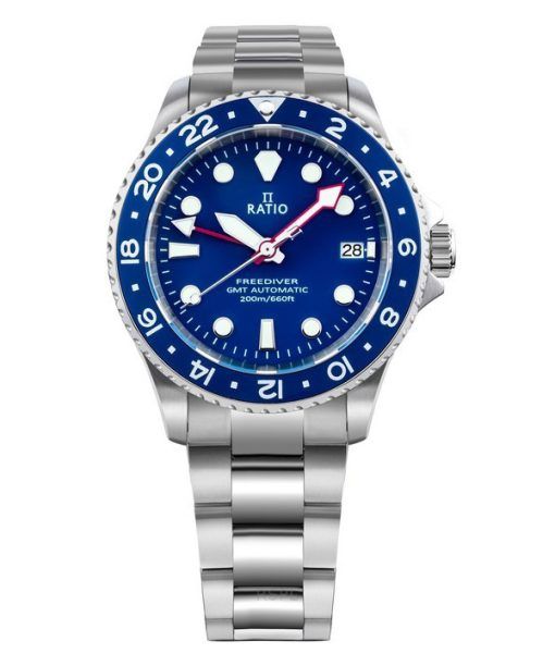 Ratio FreeDiver GMT Series Sapphire Stainless Steel Blue Dial Automatic RTF053 200M Men's Watch