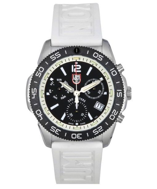 Luminox Pacific Diver Chronograph White Rubber Strap Black Dial Swiss Quartz Divers XS.3141 200M Mens Watch