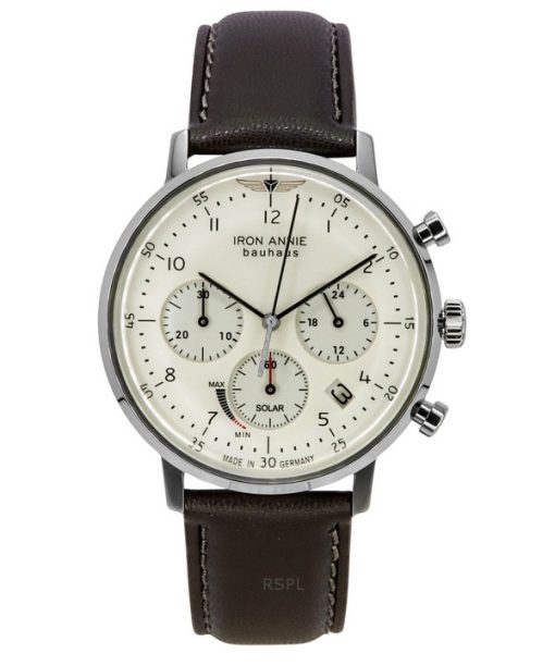 Iron Annie Bauhaus Chronograph Vegan Leather Strap Cream Dial Solar 50865n Men's Watch