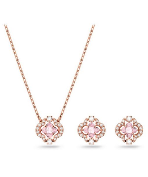 Swarovski Una Rose Gold Tone Plated And Zirconia Necklace And Earrings Set 5516488 For Women